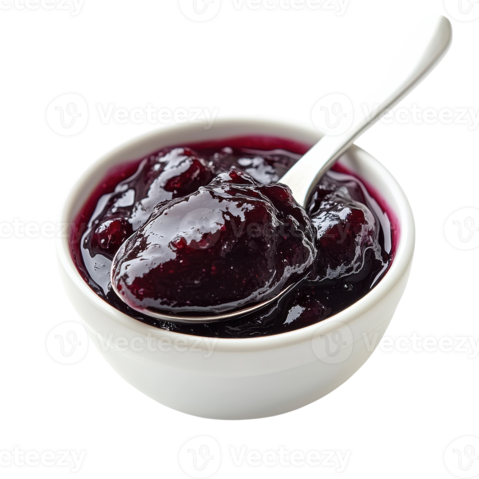 Delicious Blueberry Jam Close Up on transparent Background. png
