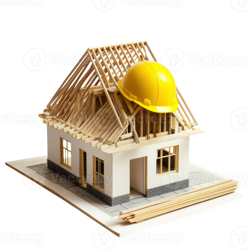 Model House Construction Site on transparent Background. png