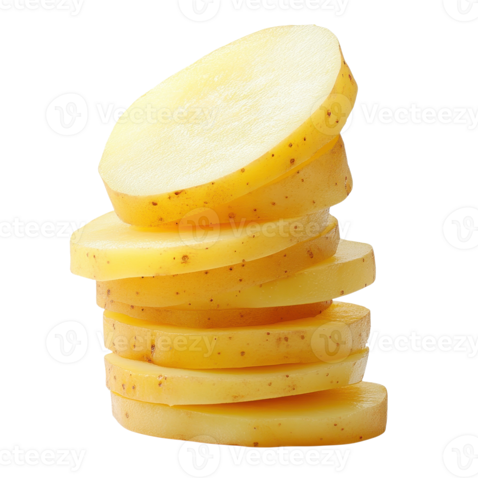 Potato Slices Texture Display on transparent Background. png