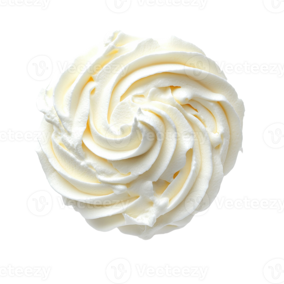 Cream Swirl Dessert Topping on transparent Background. png