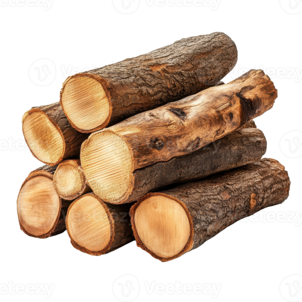 Rustic Wooden Logs Stack on transparent Background. png