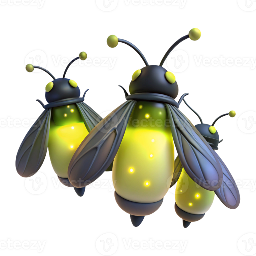beautiful creative A group of fireflies illuminating a dark forest, magical, enchanting, night photography, premium png