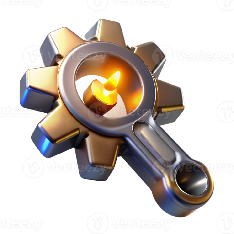 stunning abstract A steampunk wrench with intricate gears and glowing runes, highly polished metallic finish, dramatic spotlighting original png