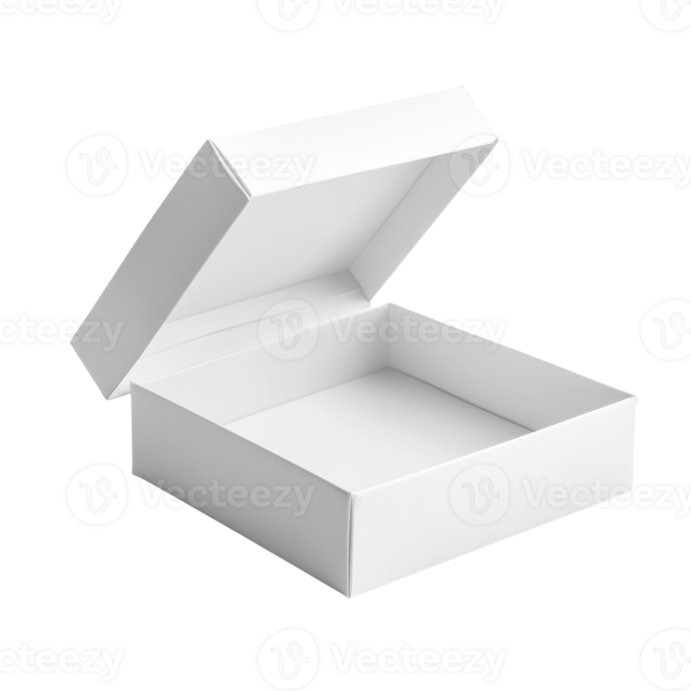 Open White Gift Box Mockup on transparent Background. png