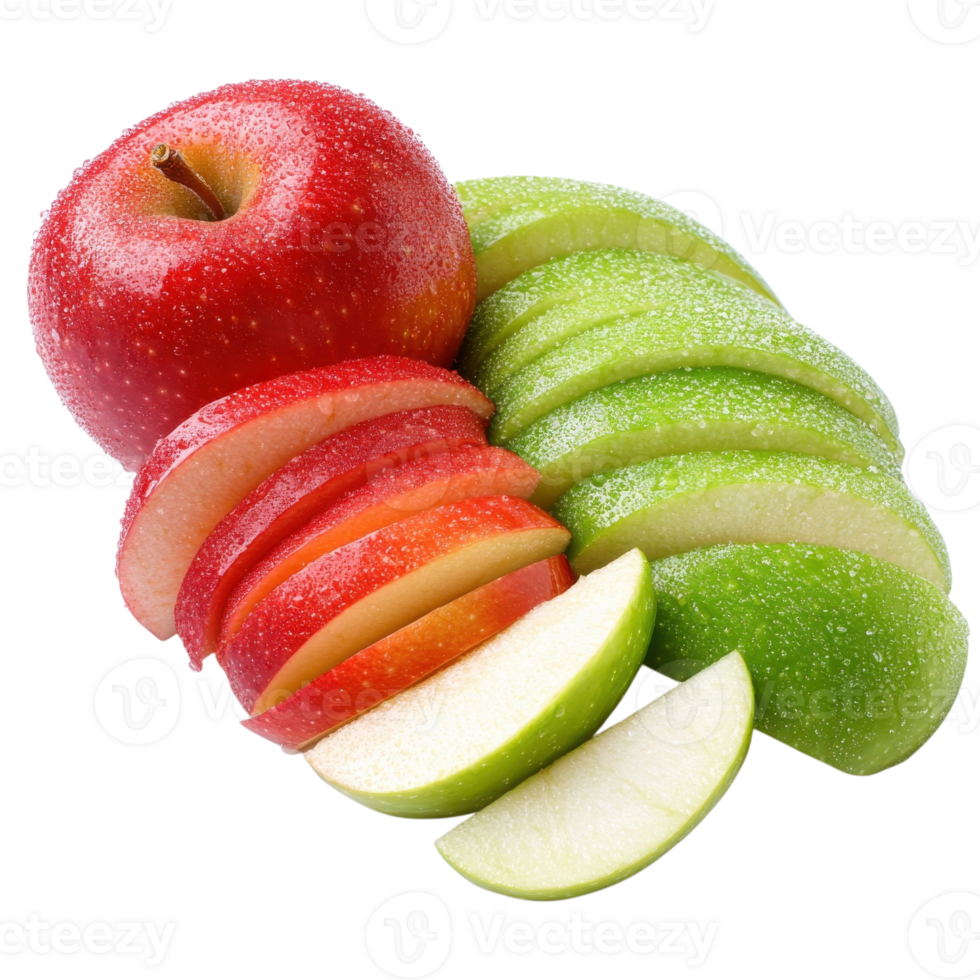 Fresh Apple Slices Background on transparent Background. png