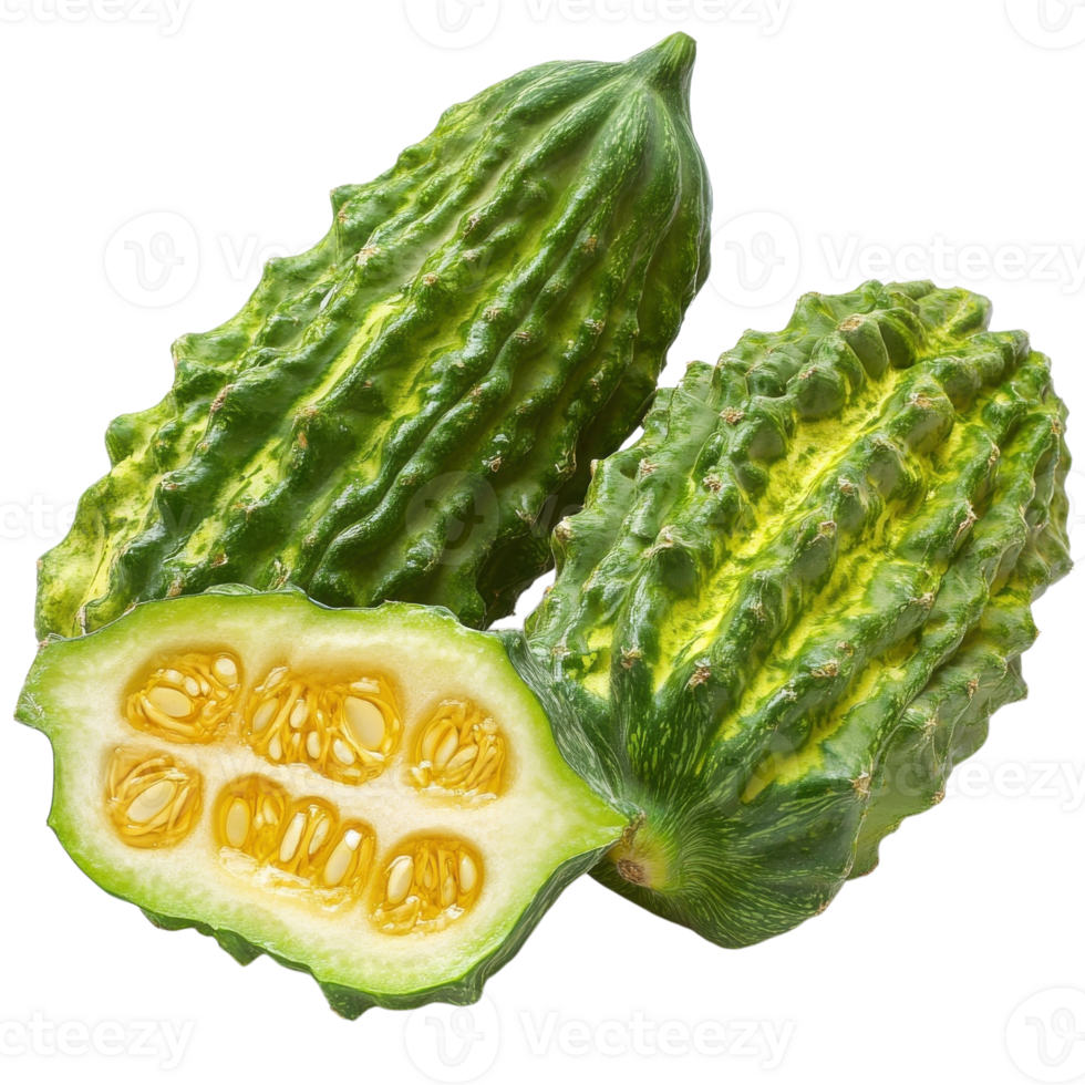 Vibrant Bitter Melon Still Life on transparent Background. png