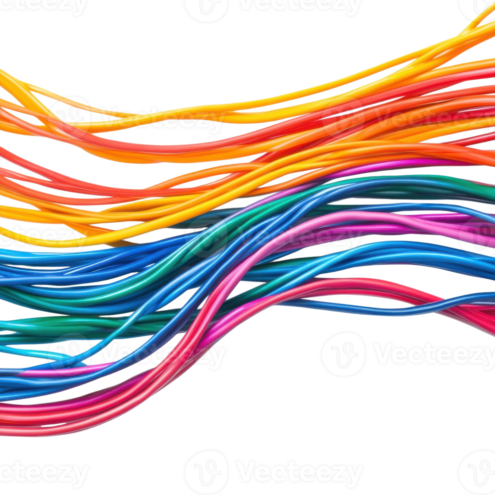 Network Cables Twisted Data Flow on transparent Background. png