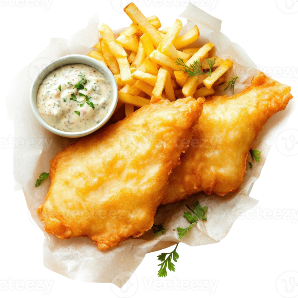 Crispy Fish and Chips Shop on transparent Background. png