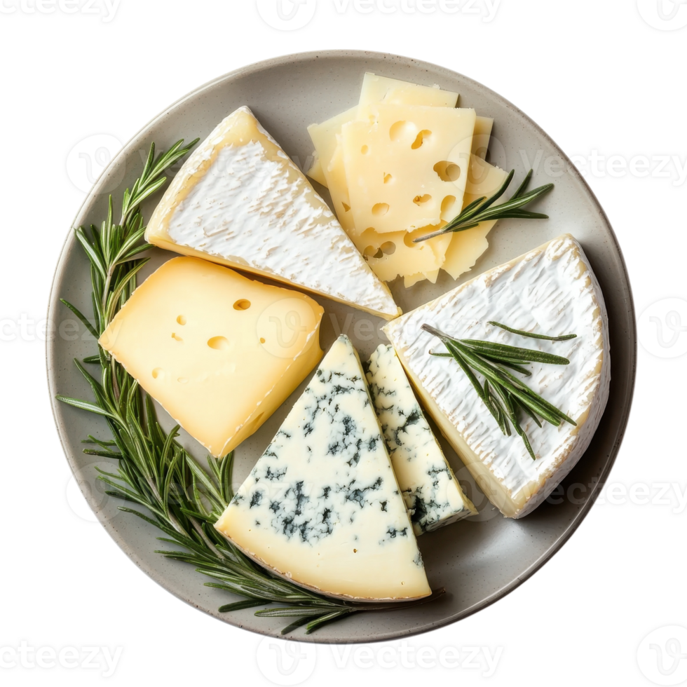 Artisan Cheese Selection Plate on transparent Background. png