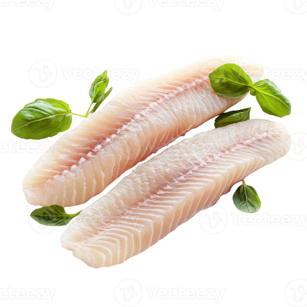 Fresh Frozen Fish Fillet Ready on transparent Background. png