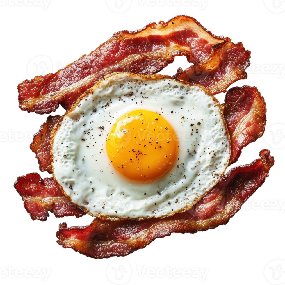 Crispy Bacon Sunny Side Up on transparent Background. png