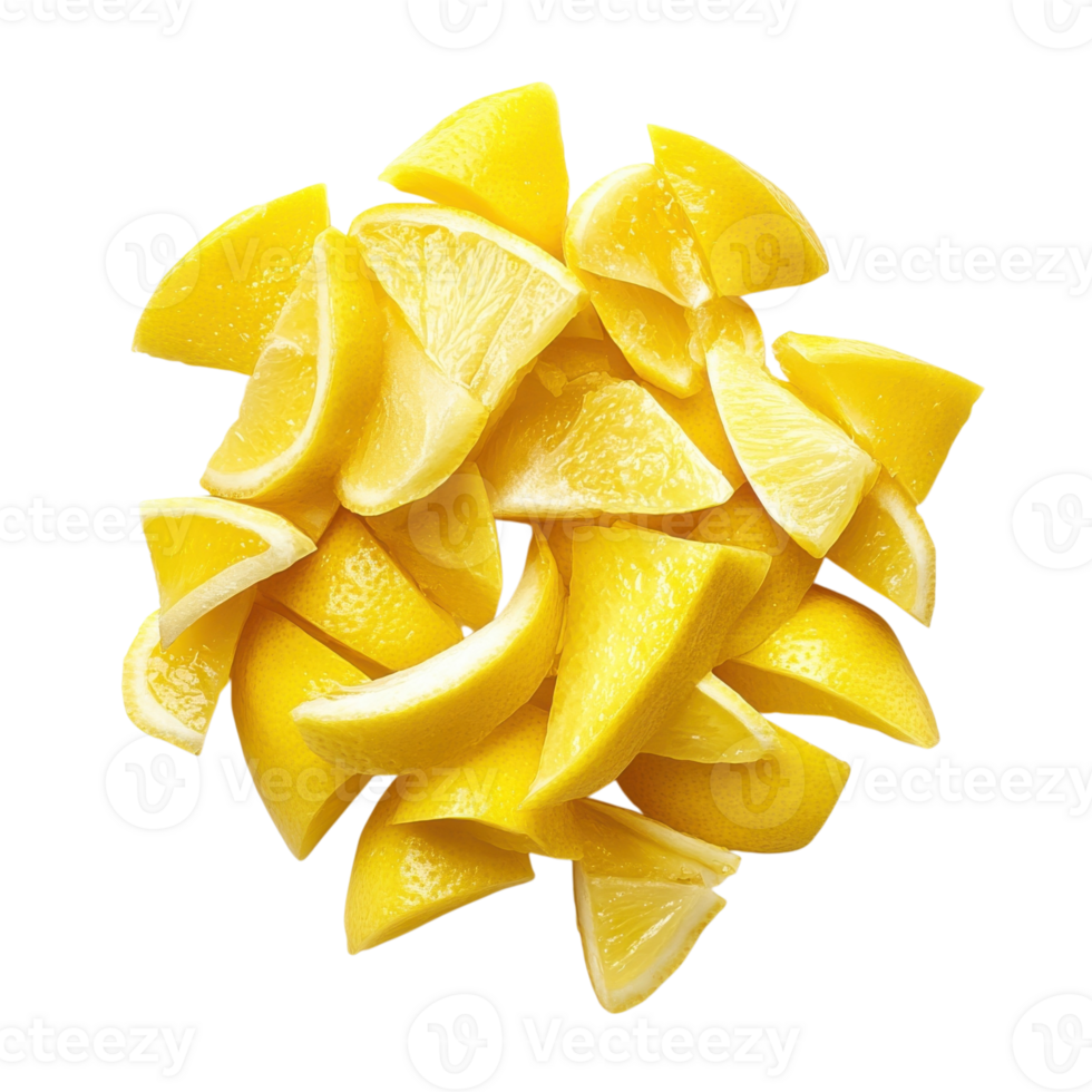 Vibrant Lemon Slices Background on transparent Background. png