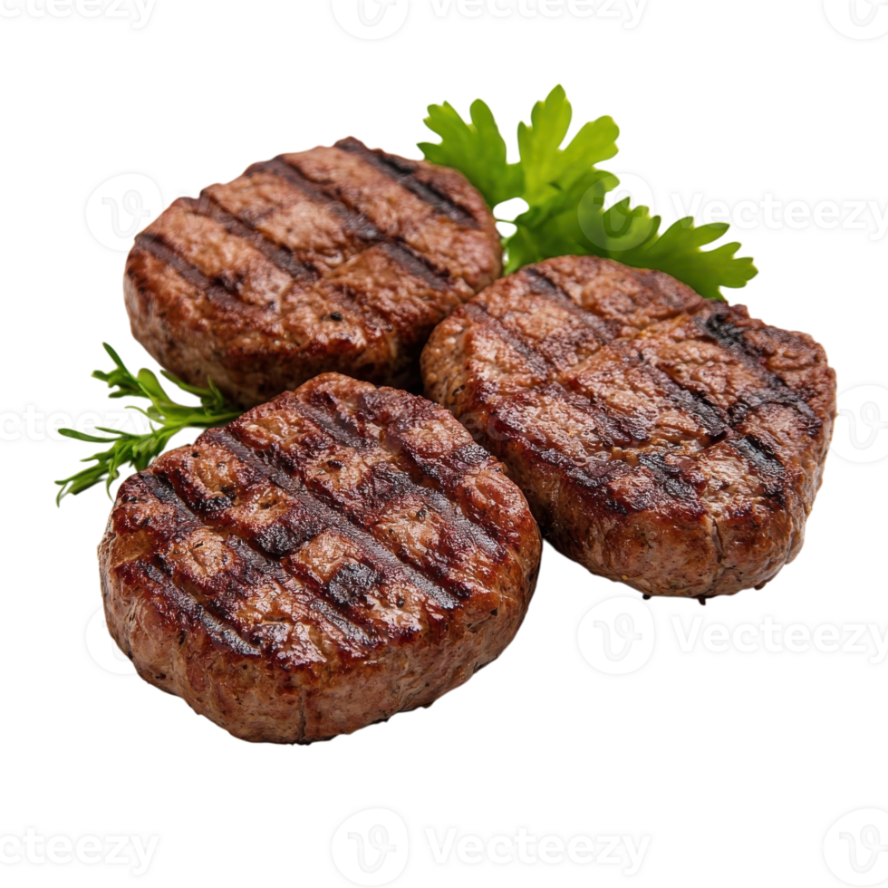 Grilled Meat Patties Appetizing Food on transparent Background. png