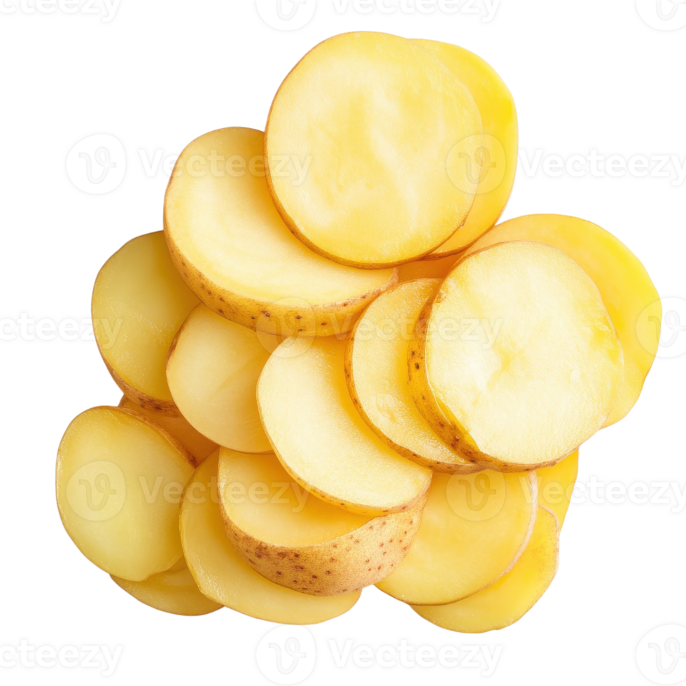 Crispy Potato Slices Texture on transparent Background. png