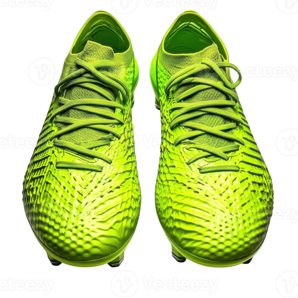 Athletic Foot in Lime Green Cleats on transparent Background. png