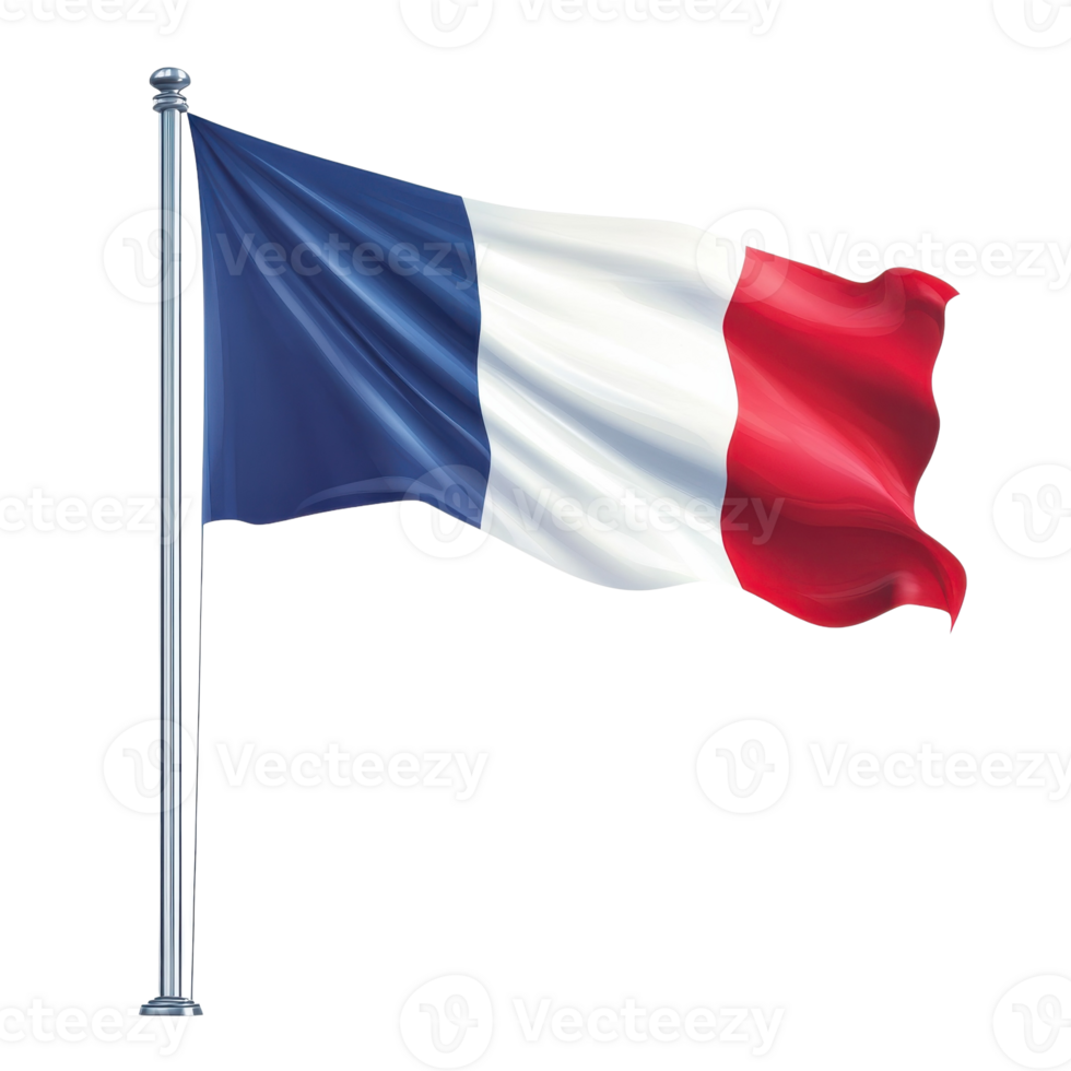 France Flag Waving Proudly on transparent Background. png