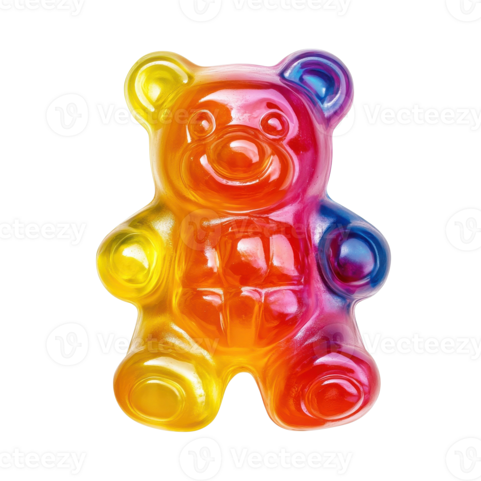 Sweet Jelly Candy Bear Closeup on transparent Background. png