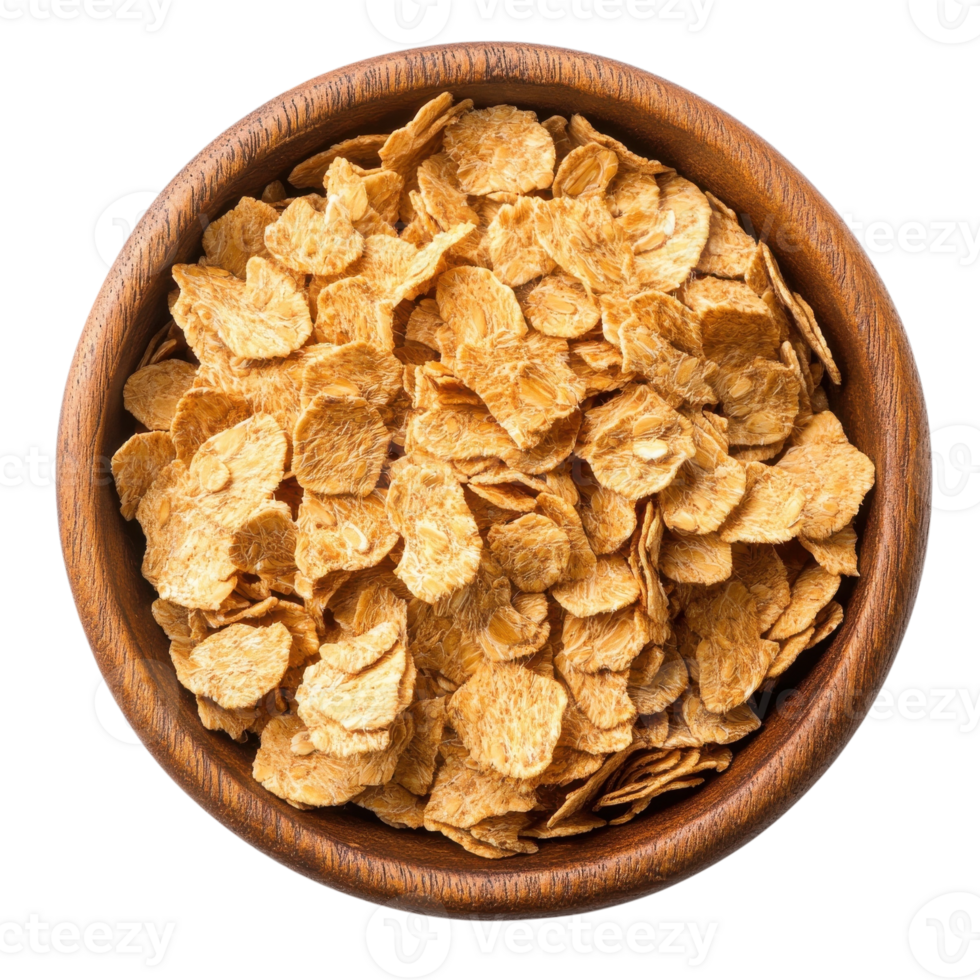 Healthy Wheat Bran Flakes in Bowl on transparent Background. png
