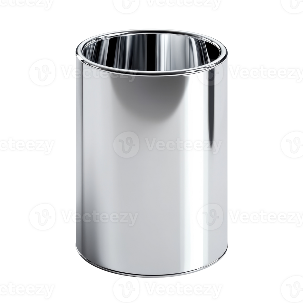 Chrome Cylinder Gleaming Brightly on transparent Background. png