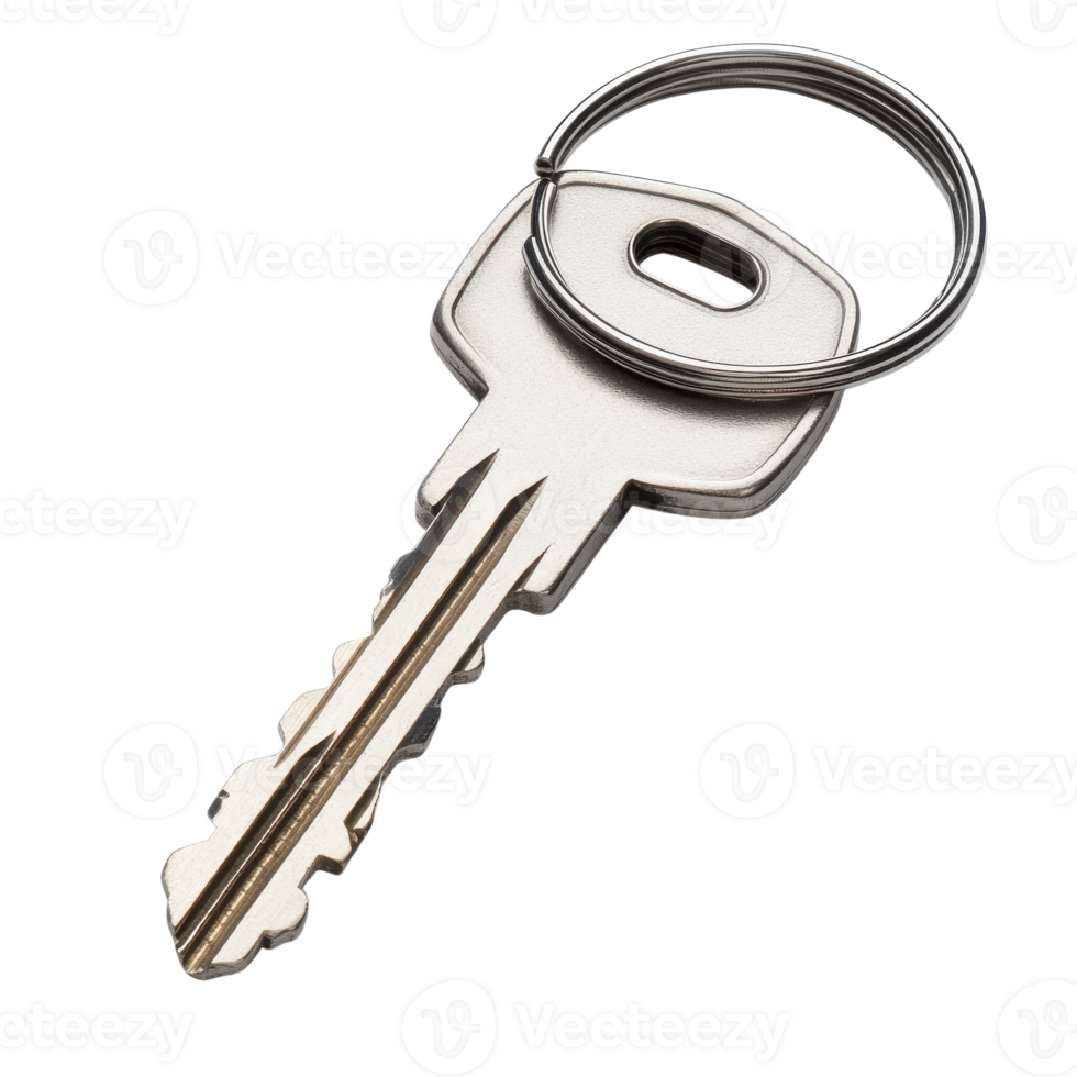 Secure Metal Keys on Ring on transparent Background. png