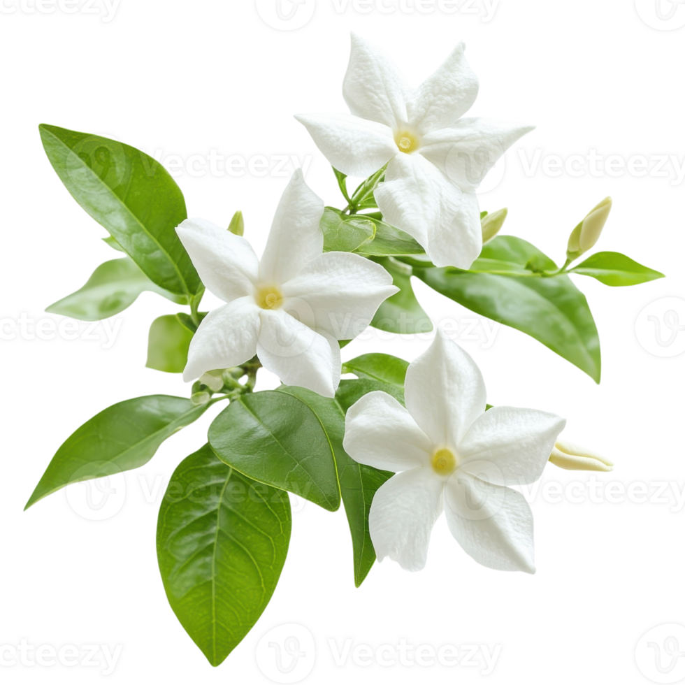 Close up of White Jasmine Blossoms on transparent Background. png