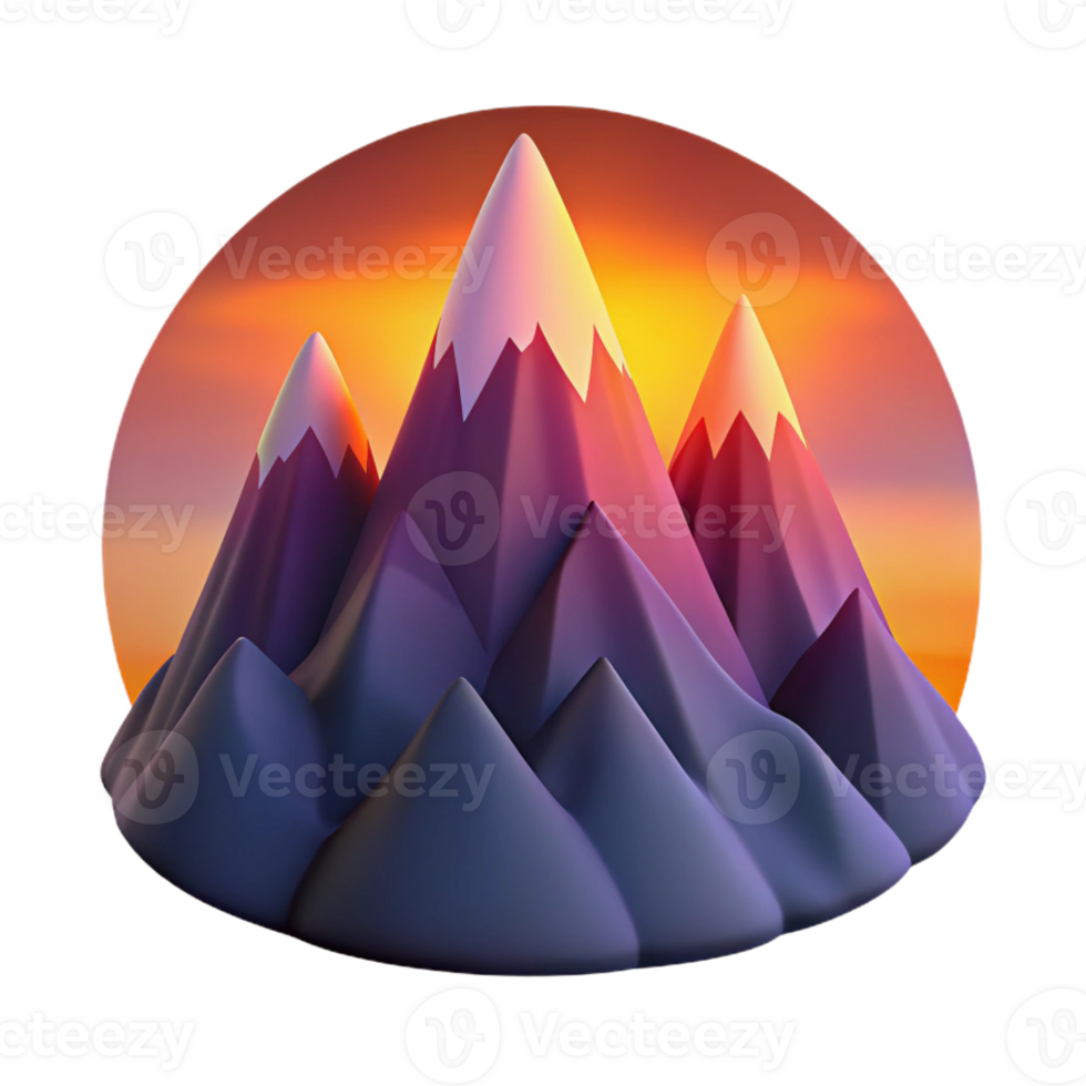 elegant abstract A mountain range silhouetted against a vibrant sunset sky, panoramic view, dramatic lighting, authentic png