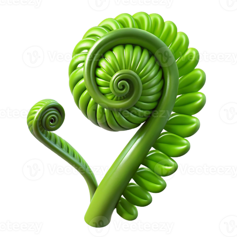 stunning artistic A lush green fern unfurling, delicate, intricate, macro photography, soft lighting, high quality png