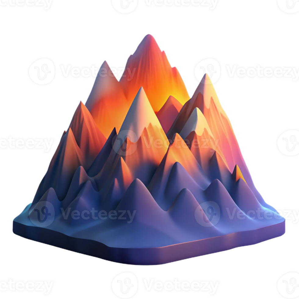 stunning abstract A mountain range silhouetted against a vibrant sunset sky, panoramic view, dramatic lighting, original png