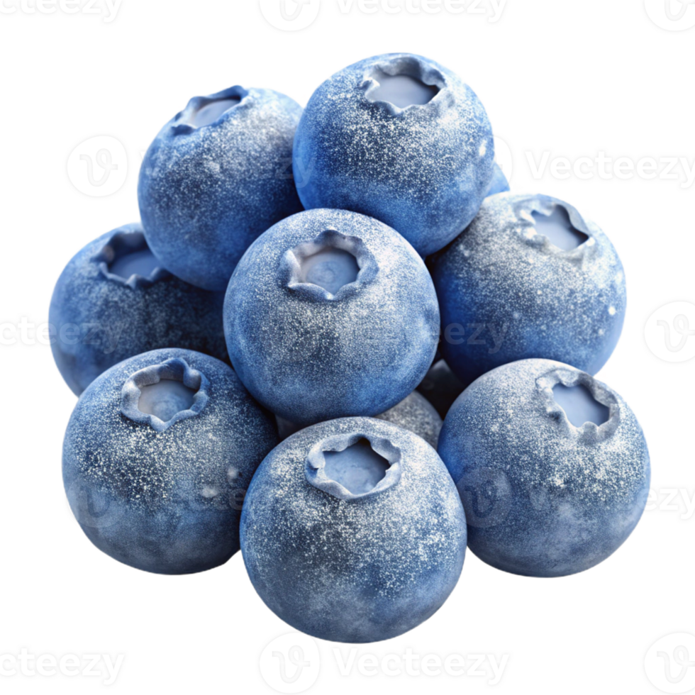 magnificent abstract A cluster of ripe blueberries covered in frost, macro photography, deep blue and icy white color palette, dramatic chiaroscuro lighting 4K png