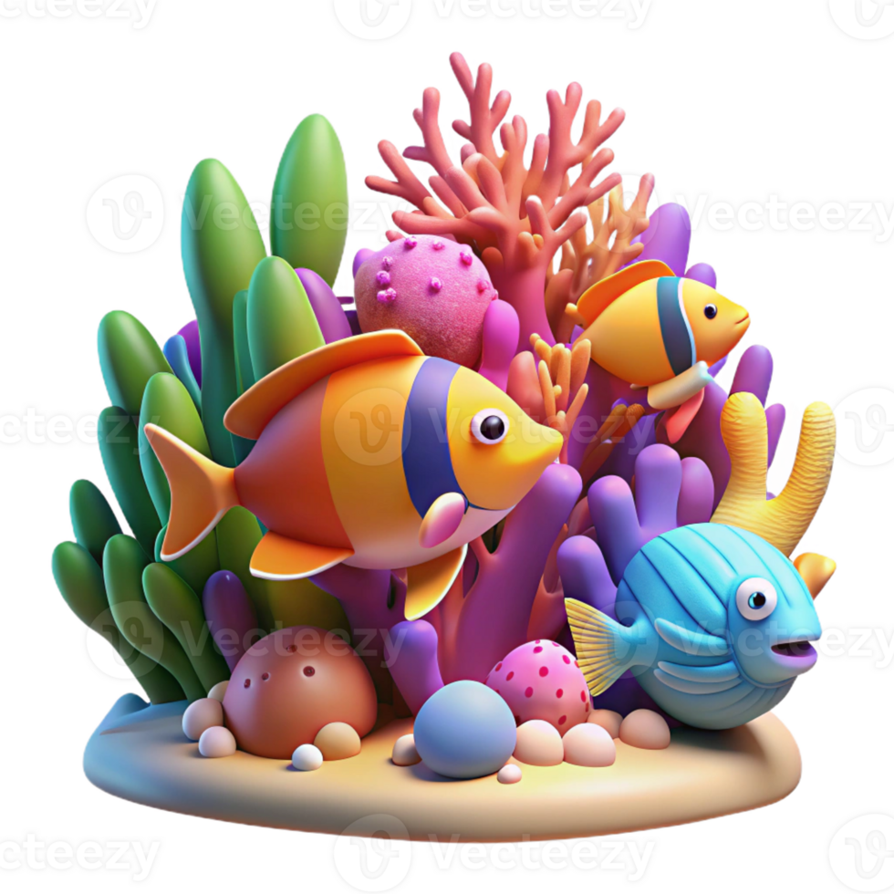 wonderful abstract A vibrant coral reef teeming with colorful fish, illuminated by dappled underwater sunlight, illustrated in a vibrant, graphic style genuine png