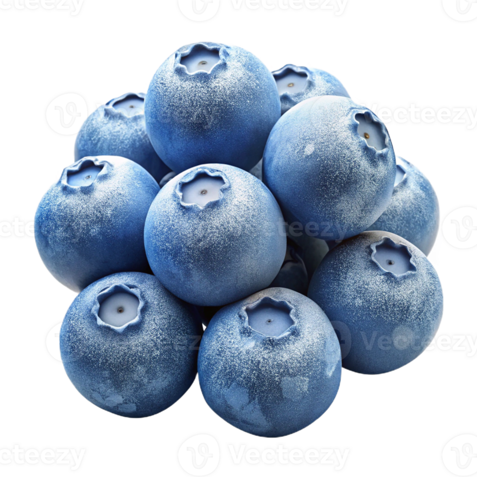 extraordinary contemporary A cluster of ripe blueberries covered in frost, macro photography, deep blue and icy white color palette, dramatic chiaroscuro lighting professional png