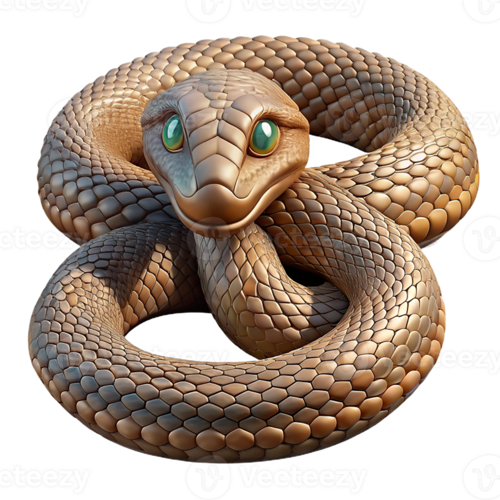 impressive classic A coiled rattlesnake, scales shimmering in the desert sun, intense, focused gaze, gritty realism high quality png