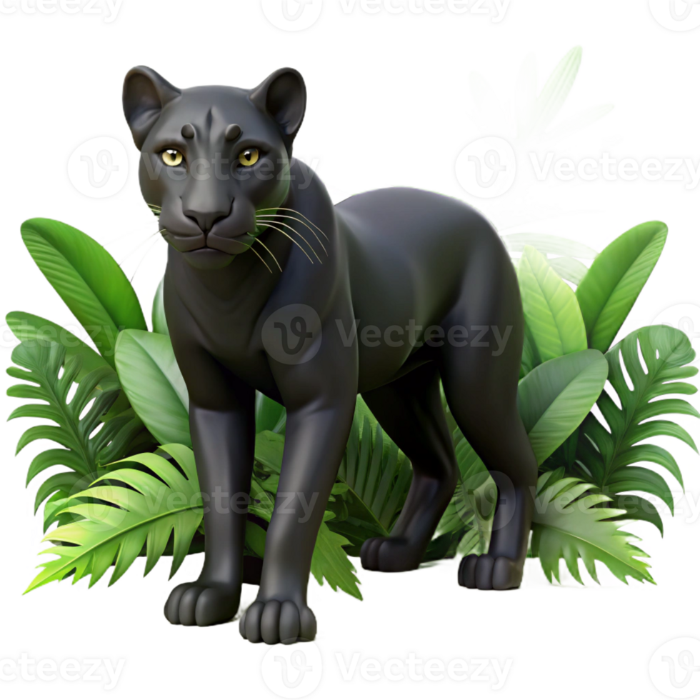 extraordinary contemporary A stealthy panther stalking through dense jungle foliage, illuminated by dappled sunlight, painted in a realistic, wildlife photography style genuine png