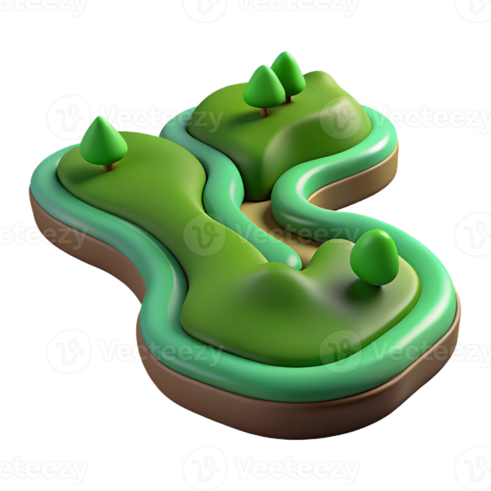 dramatic classic A winding river seen from above, meandering through a green valley, aerial perspective, natural light original png