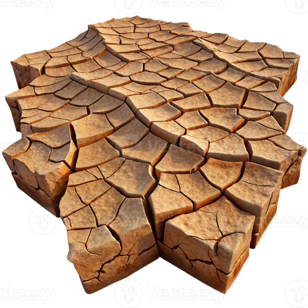 impressive classic A cracked desert floor, intricate patterns of dried mud, harsh midday sunlight, realistic texture genuine png