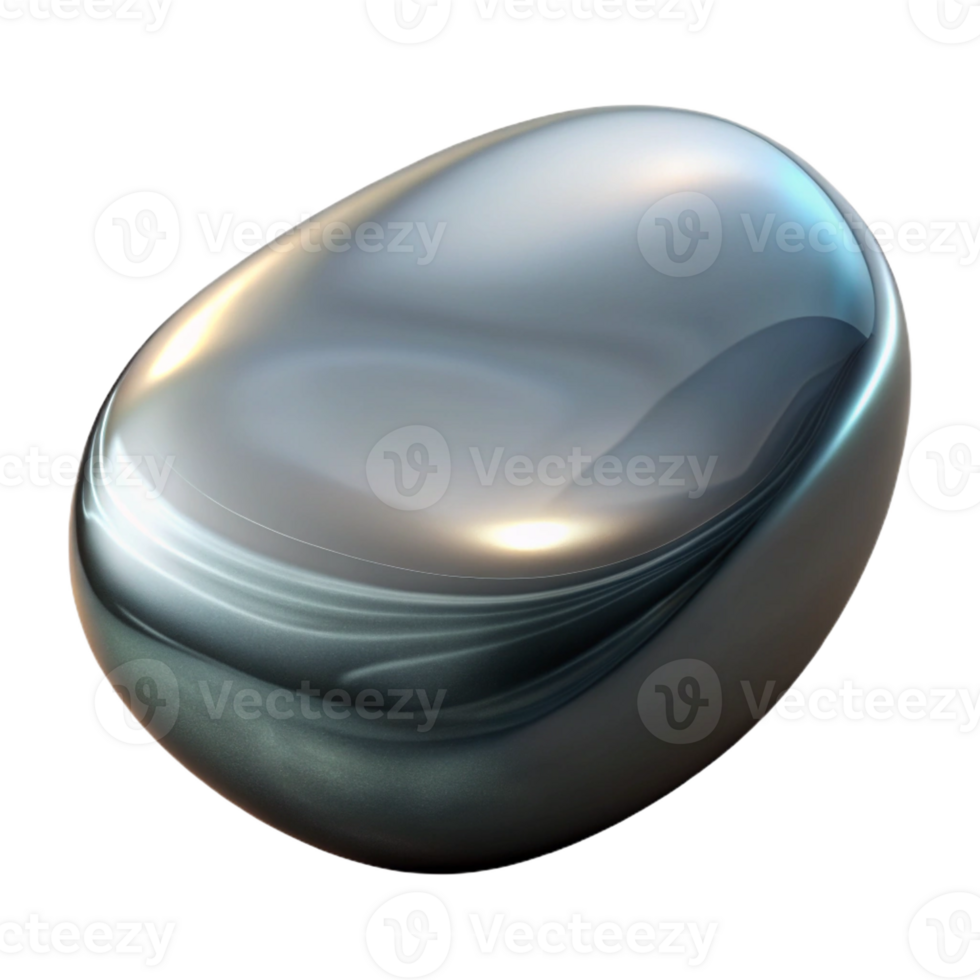 vibrant minimalist A polished river stone, smooth surface, reflecting the sky, realistic rendering detailed png