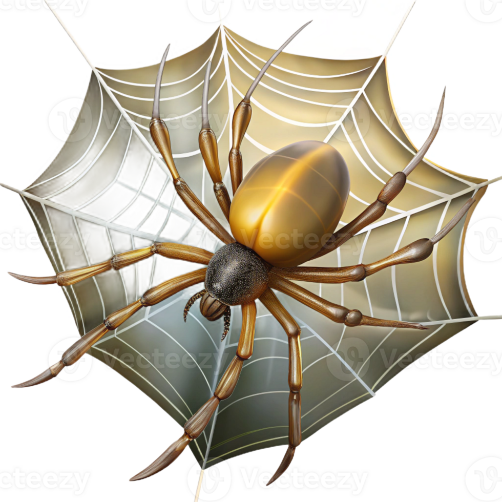 dramatic modern A spider spinning a web, intricate silk threads, dew-covered, backlighting authentic png
