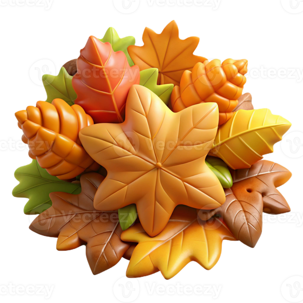 impressive abstract A pile of autumn leaves, various colors and textures, crisp and dry, warm lighting 4K png