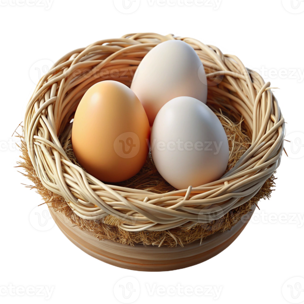 stunning classic A bird's nest with eggs, intricate construction, natural materials, soft light premium png