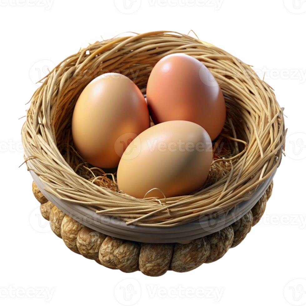 beautiful abstract A bird's nest with eggs, intricate construction, natural materials, soft light high quality png