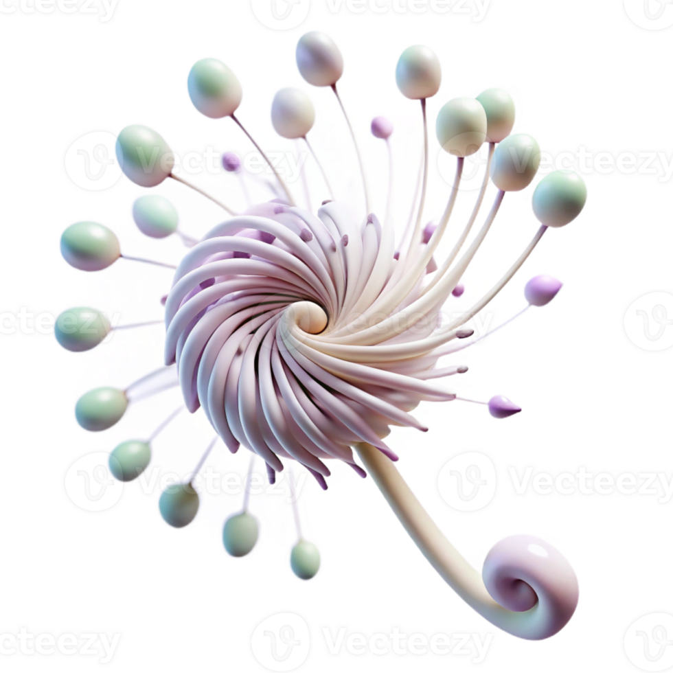 elegant creative A spiral of dandelion seeds caught in a gentle breeze, soft focus, pastel colors, dreamlike style detailed png