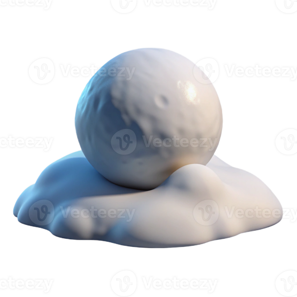vibrant vintage A single, perfect snowball rolling down a snow-covered hill, winter light, whimsical style high quality png