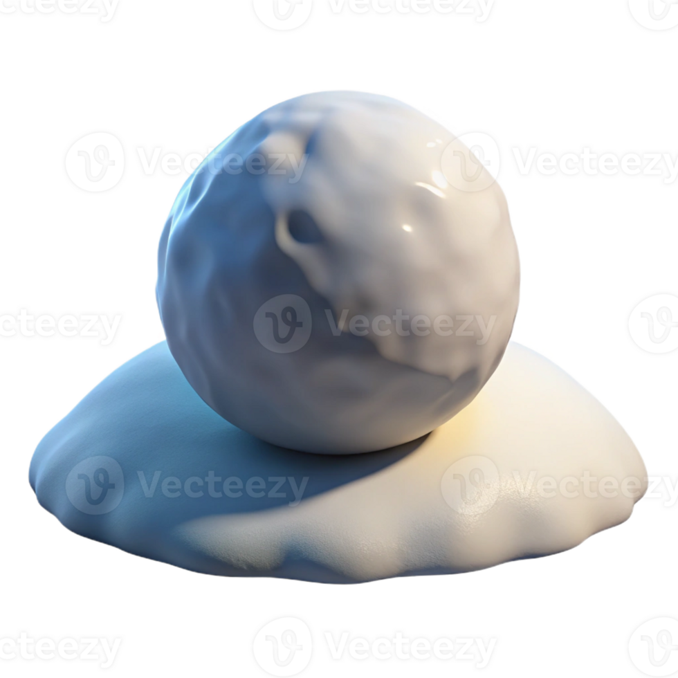 wonderful artistic A single, perfect snowball rolling down a snow-covered hill, winter light, whimsical style authentic png