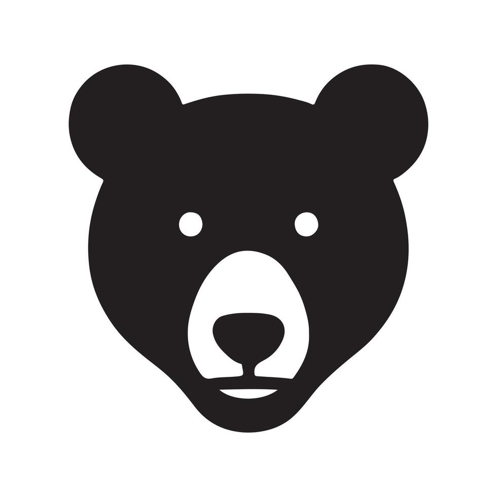 Minimalist Bear Face Icon in Black and White for Versatile Graphic Design vector