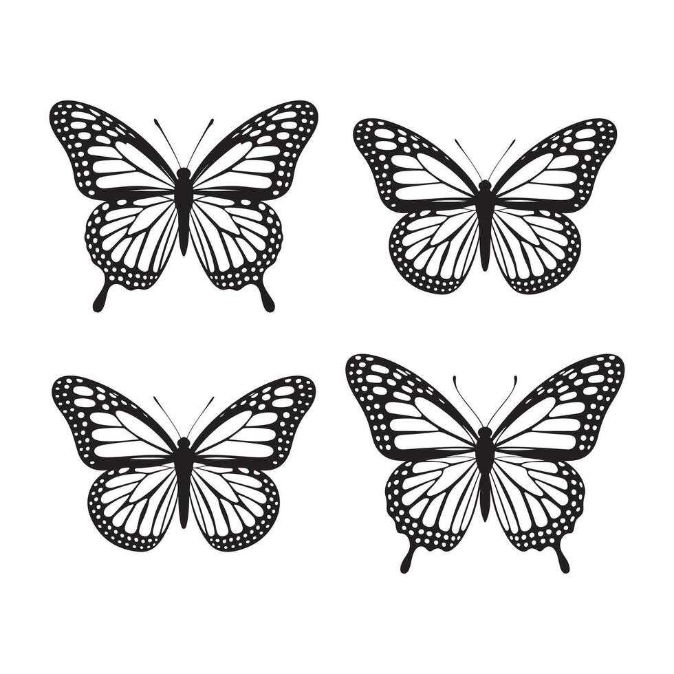 Black and White Butterfly Illustrations for Intricate and Artistic Designs vector