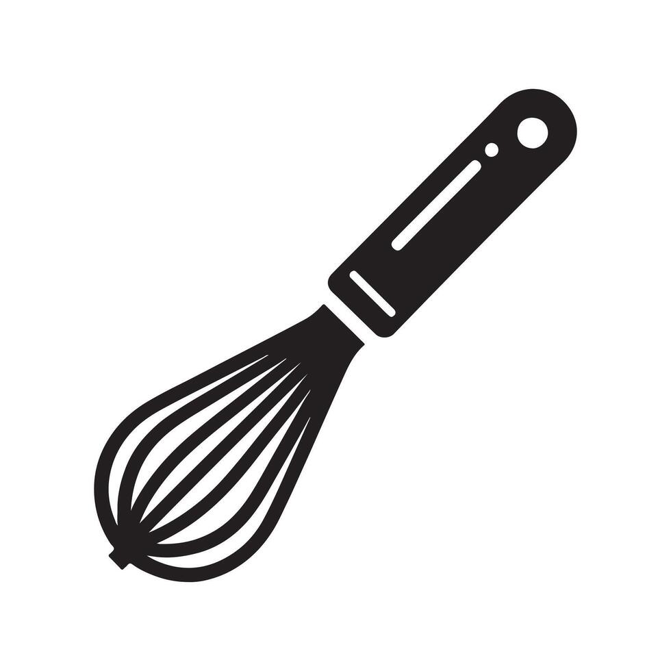 Black and White Whisk Icon for Kitchen and Culinary Art vector