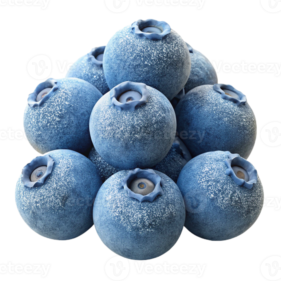 impressive vintage A cluster of ripe blueberries covered in frost, early morning light, detailed texture, photorealistic high quality png