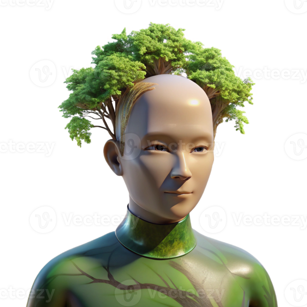 magnificent modern Portrait of a person morphing into a tree, surreal and environmental portrait, dappled sunlight premium png