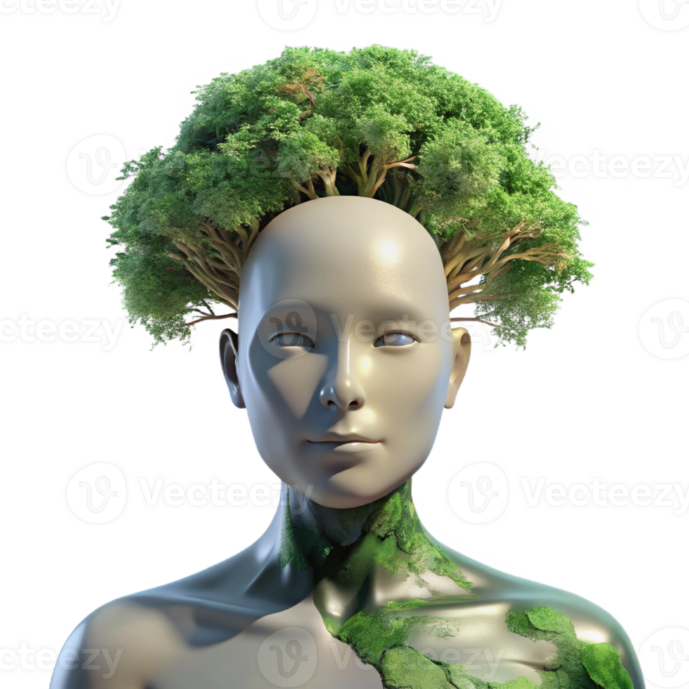 dramatic minimalist Portrait of a person morphing into a tree, surreal and environmental portrait, dappled sunlight authentic png
