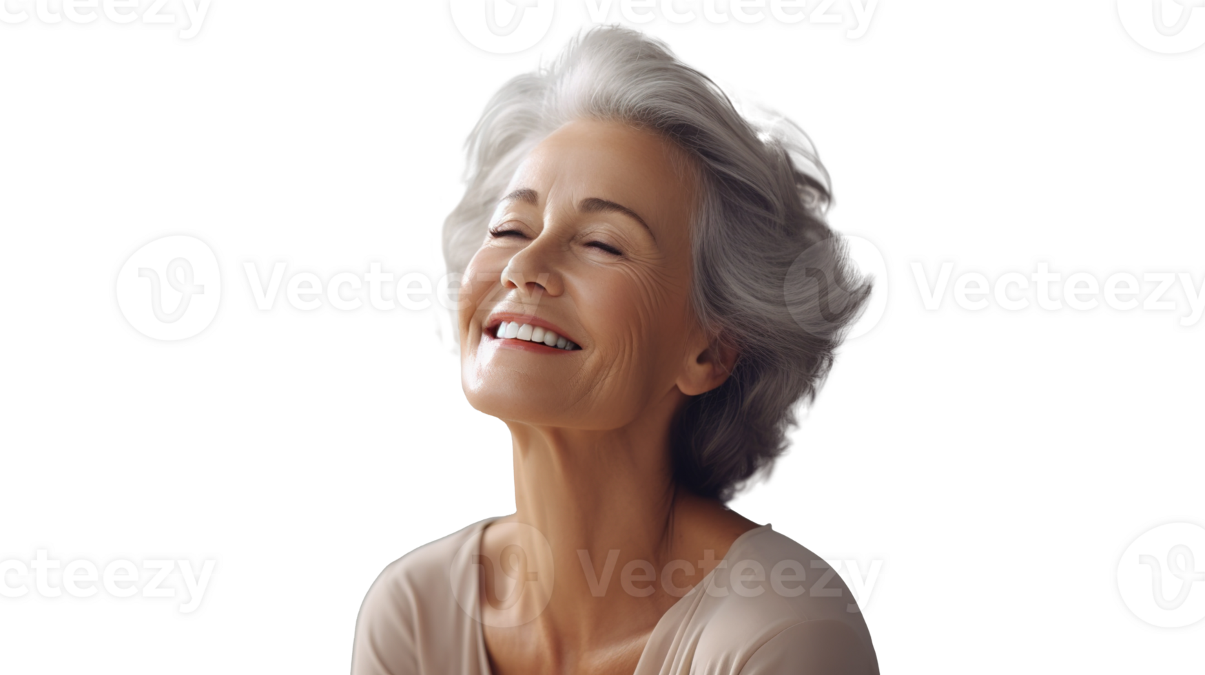 Happy Senior Woman on the Transparent Background png